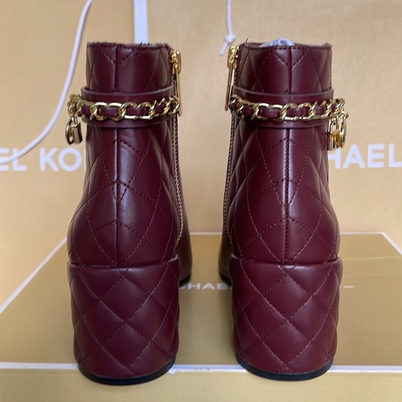 Michael Kors Elsa Merlot Leather Ankle Boots - Picture 9 of 16